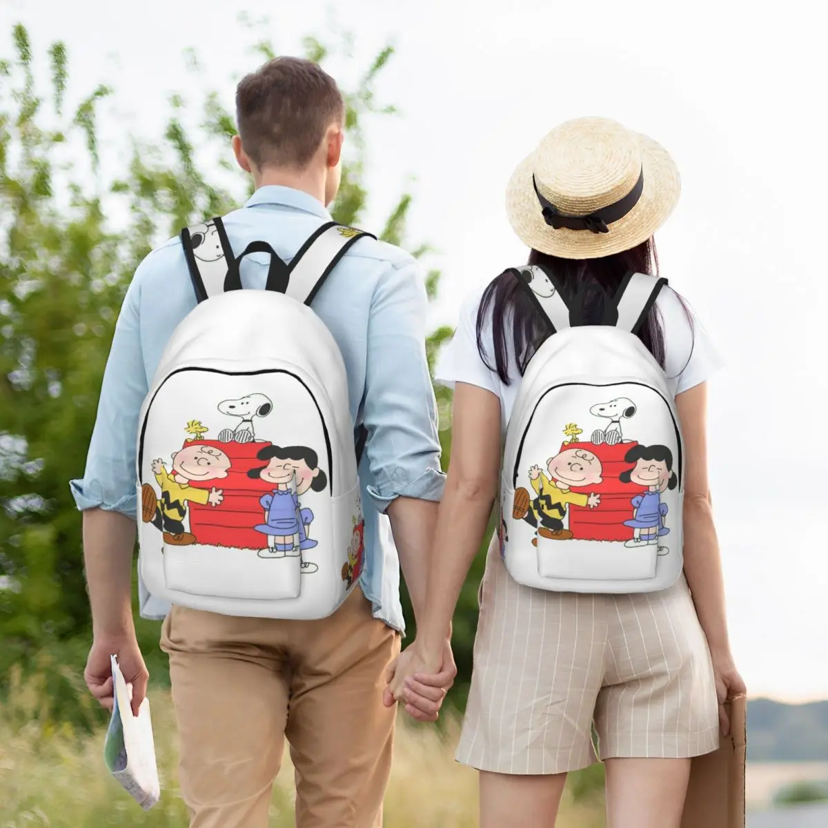 Custom Cute Snoopys Canvas Backpack Men Women Basic Bookbag for College School Cartoon Bags