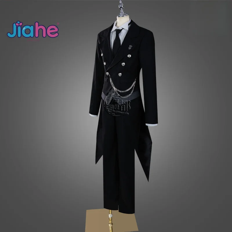 Sebastian·Michaelis Anime Black Butler Cosplay Costume Shirt vest jacket pants gloves pocket watch tie set Halloween tuxedo suit