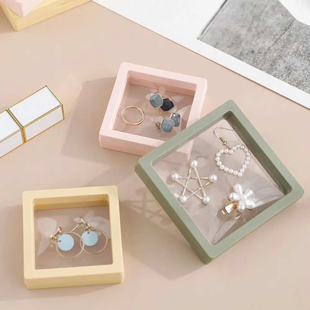 Minority Convenient Girls Square Women Earring Storage Box Plastic Boxes Storage Container Jewelry Storage Box PE Film