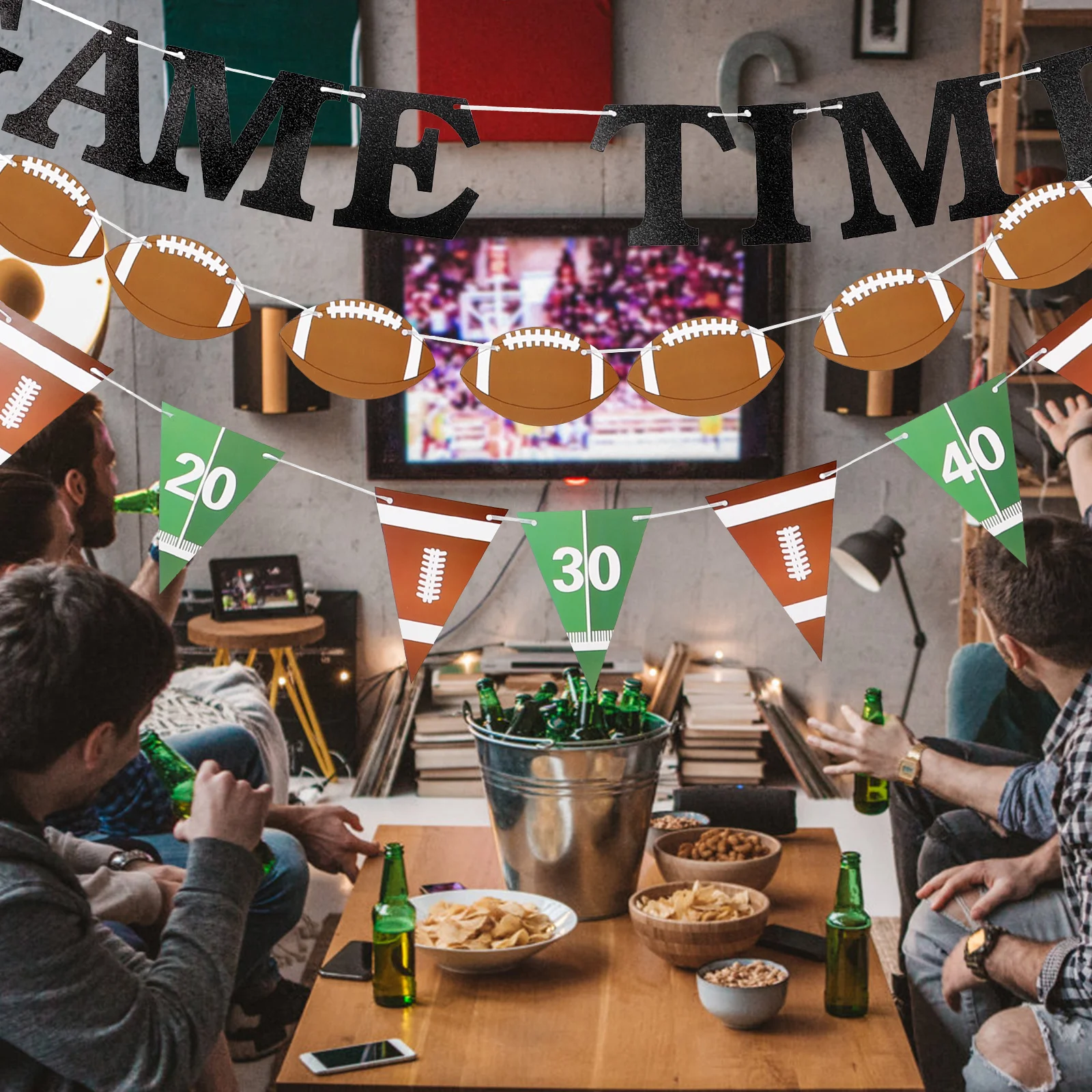 

3 Sets Football Party Decorations Football Banner Birthday Supplies Sports Theme Garland For Adults Rugby Party Decorative