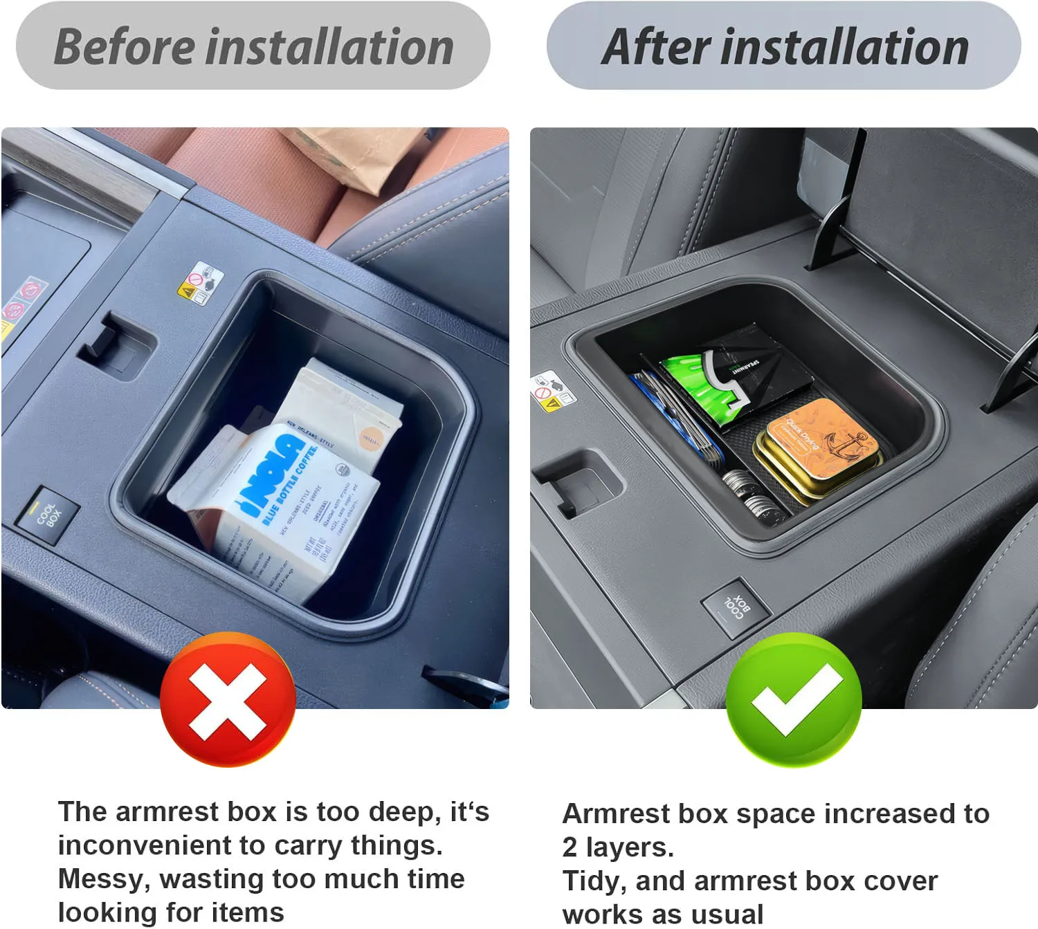 Center Console Organizer Cool Box For Toyota Land Cruiser Prado 250/Lexus GX550 2025 2024 Armrest Box Tray Interior Accessories