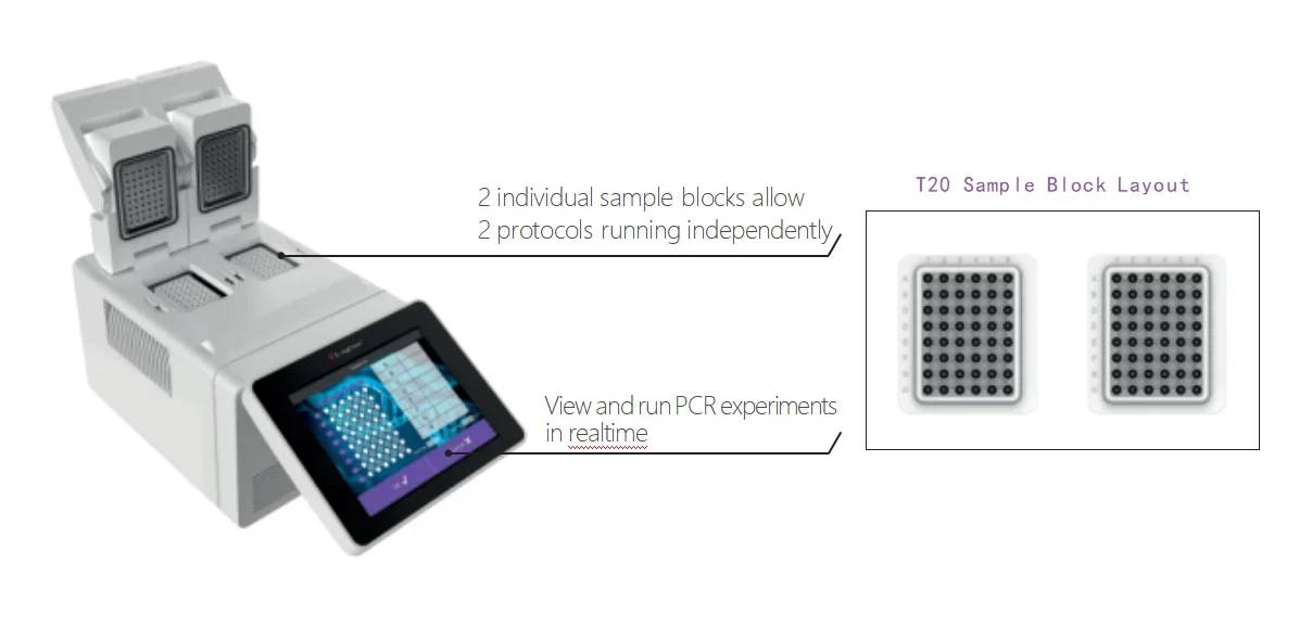 Labtex ثنائي الكتل سوبر التدرج Pcr محلل آلة اختبار الحمض النووي المعدات الطبية مختبر نظام Pcr