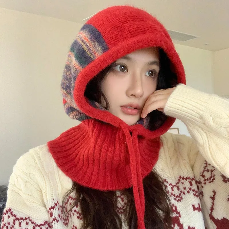 

Зимняя шапка Fair Isle для женщин, вязаная шапка контрастных цветов, вязаная шапка для велоспорта, теплая вязаная шапка, мягкая вязаная шапка в полоску