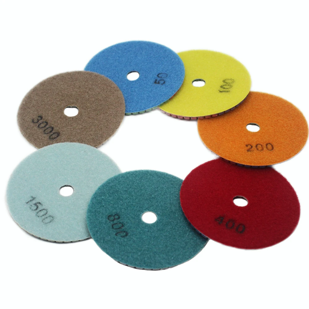 Colorful Diamond Wet Polishing Pad 4 Inch 100mm For Marble Granite Engineered Stone Grinding Diamond Tool