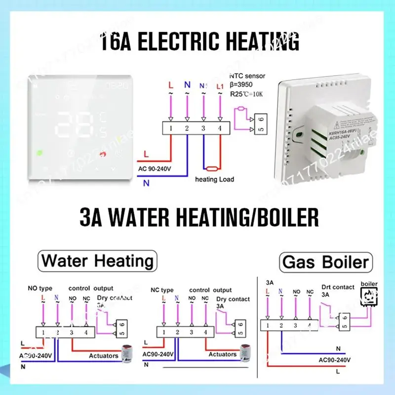 

A17Z Tuya Wi-Fi умный термостат электрический подогрев пола TRV вода газовый котел температура голосовой пульт дистанционного управления 3A прочный