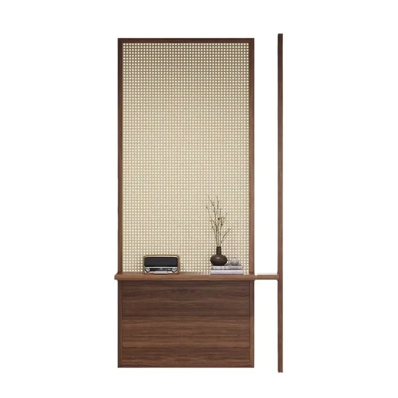 Partition solid wood living room porch entrance front door rack rattan modern simple partition