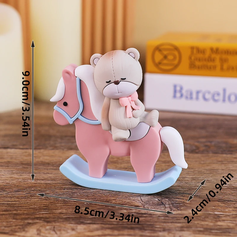 Baby-Bausteine Auto Trojanisches Pferd Blau Rosa Bär Tortendekoration für Jungen Mädchen Babyparty Geburtstagstorten-Deko-Set – Detail 18