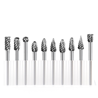 10PCS Rotary Carbide Burr Set 3mm Shank Mill Cutter Routing Router Bit 6mm Head Length for Wood Metal Carving Engraving