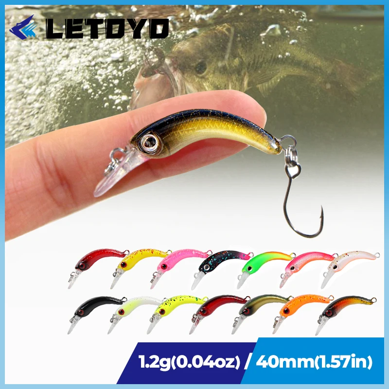 LETOYO 40mm Dying Fishing Lure Trout Mini Crankbait Micro Minnow Crank Floating Artificial Hard Baits Freshwater Fishing Tackle