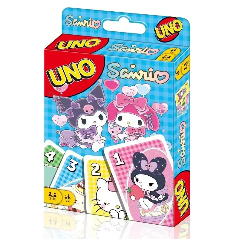 Карточная игра Mattel Games UNO sanrio для семейной ночи с тематической графикой телешоу и специальным правила для 2-10 игроков