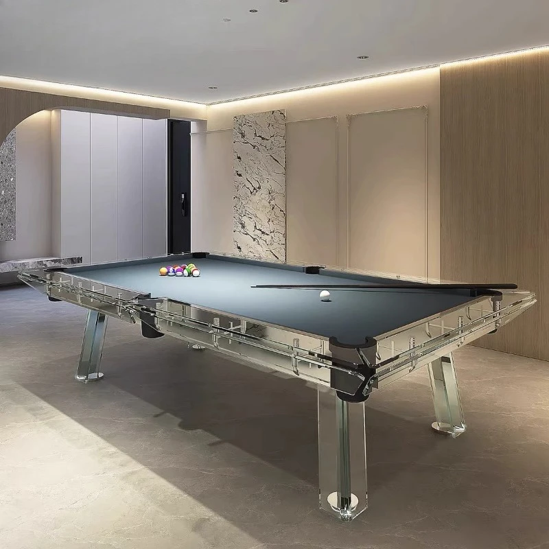 Tempered glass pool table indoor luxury crystal glass American black eight pool