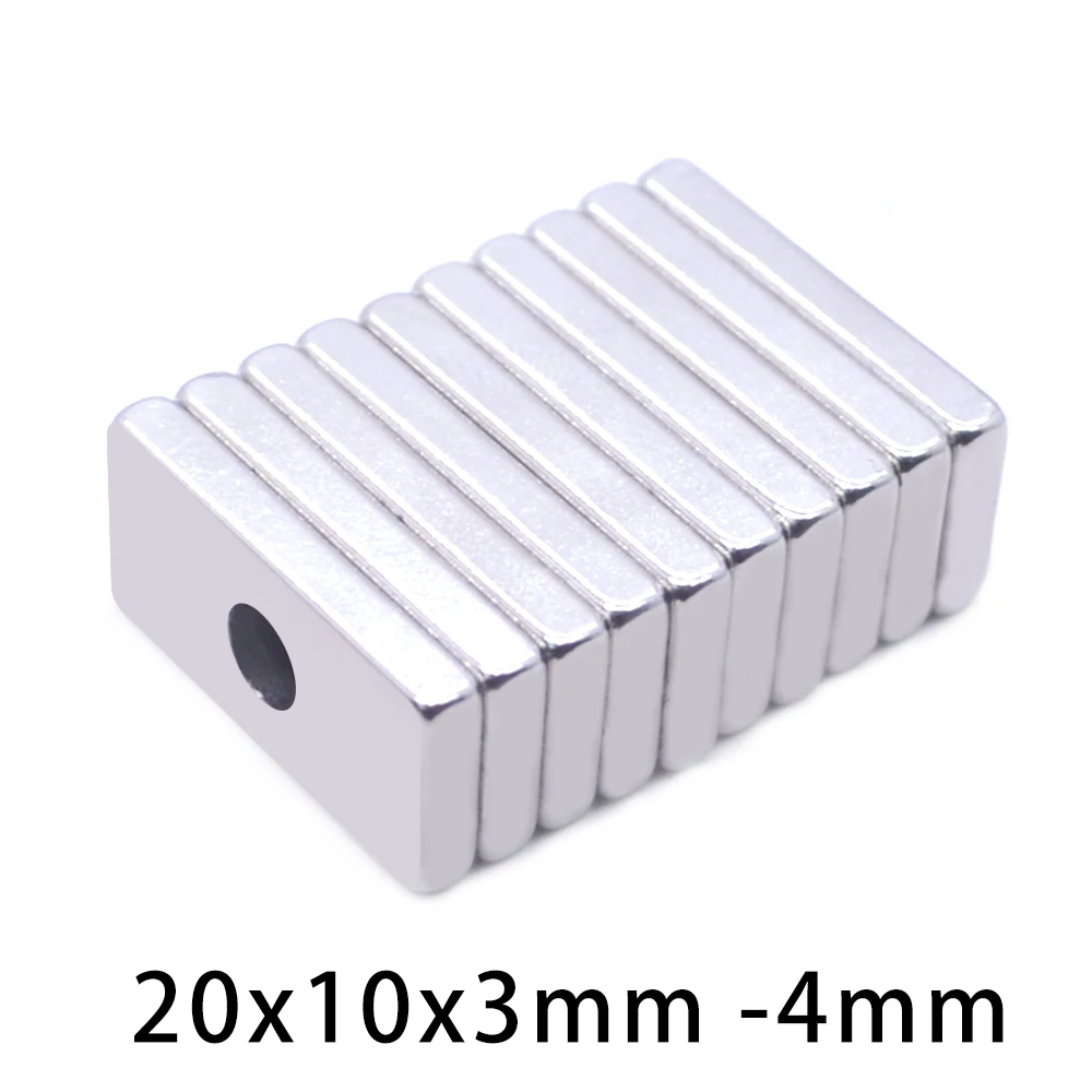 1-5000Pcs 20x10x3-4 Neodymium Magnet 20mm x 10mm x 3 hole4mm N35 NdFeB Block Super Powerful Strong Permanent Magnetic imanes new