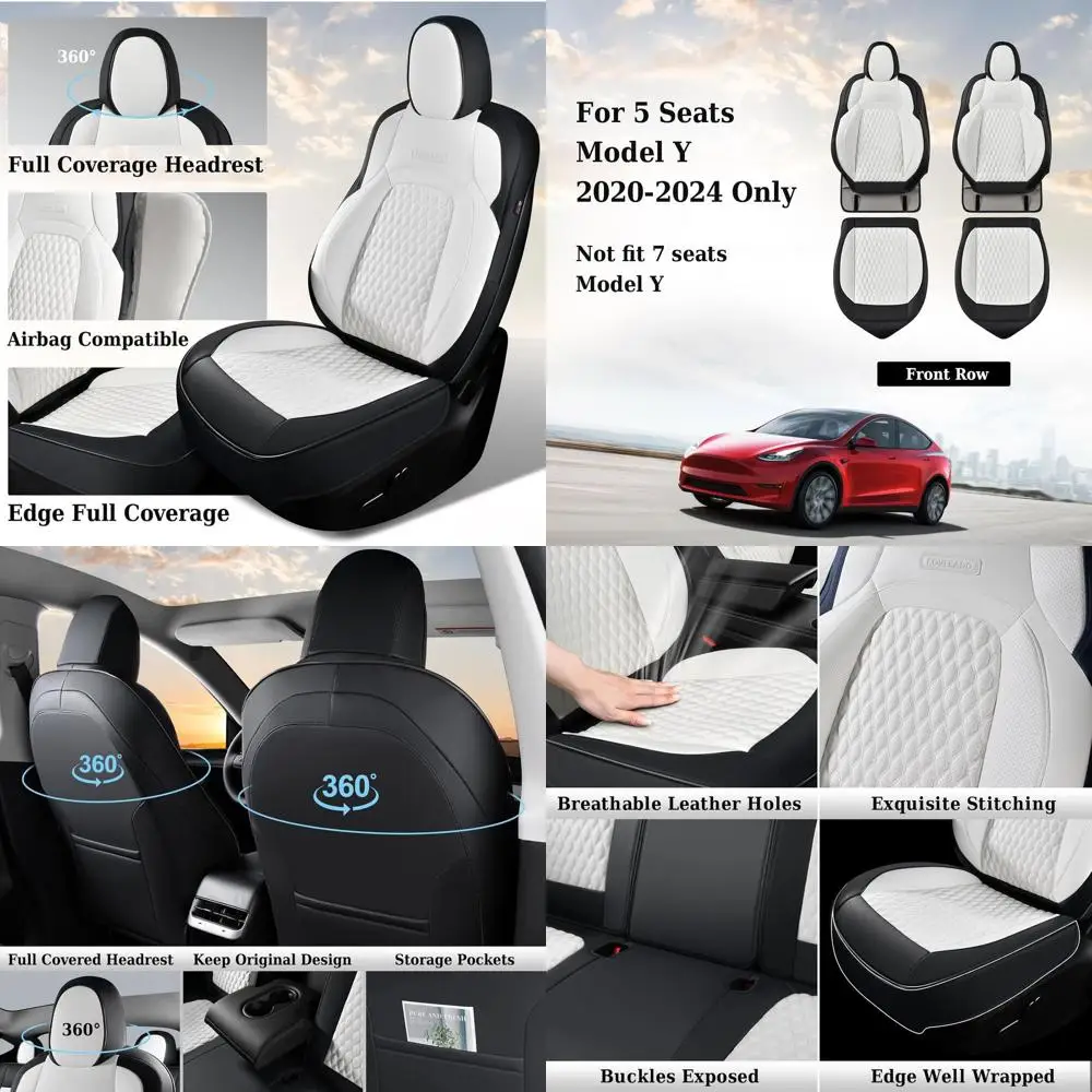 

Front Seat Covers Compatible with Tesla Model Y, Car Seat Covers, 2PC Leatherette Car Seat Cover Seat Protector Custom for Tesla