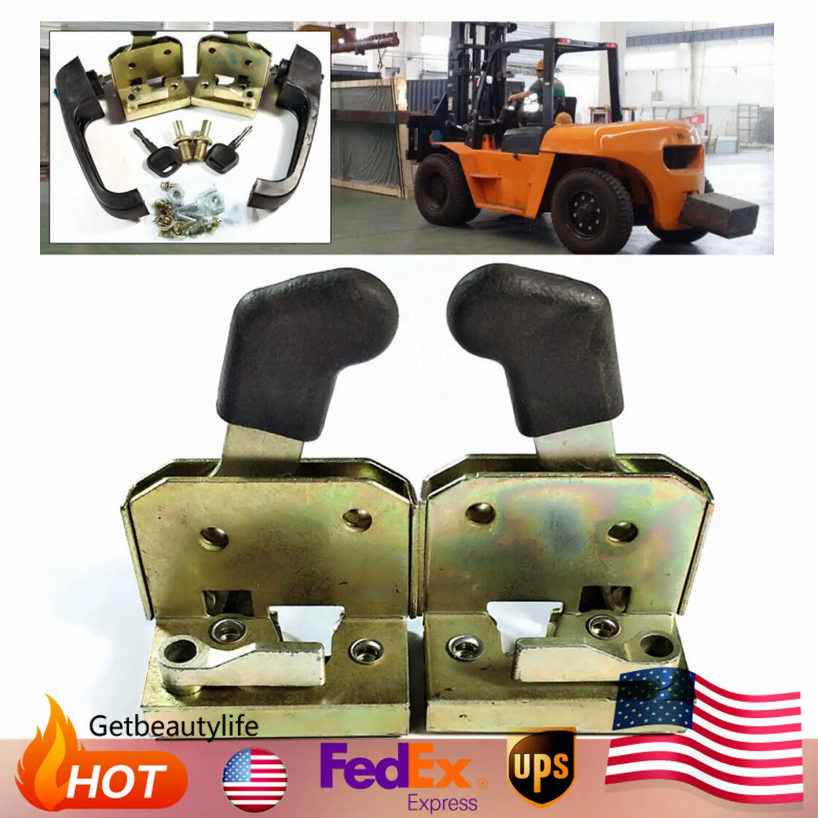 Universal New Tractor and Heavy Equipment Locking Door Handle Loader Door Lock Metal&Plastic for Electric Tricycle, Loader Door