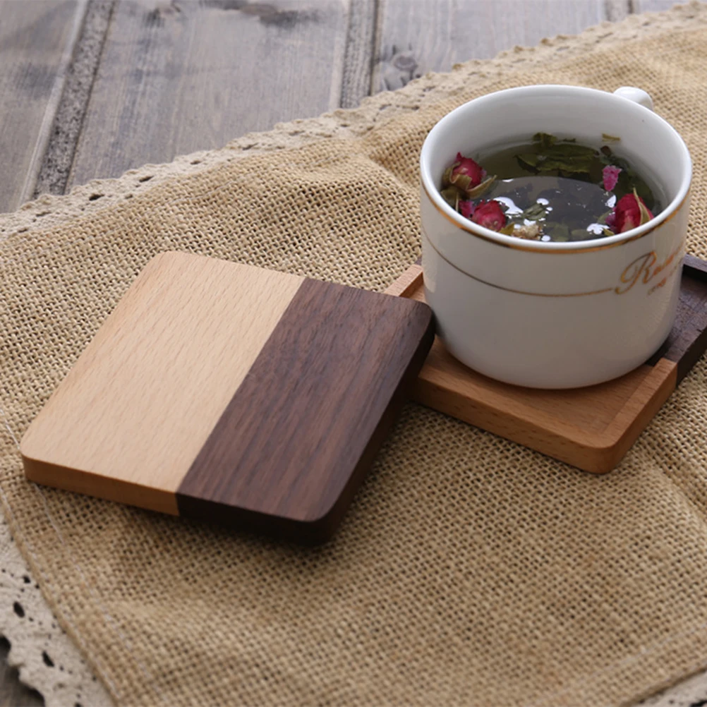 

1pc Solid Wood Coasters Thermal Insulation Table Mat Non-Slip Heat Resistant Creative Cup Holder For Home Tea House Restaurant