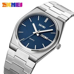 SKMEI New Casual Quartz Clock Male Full Steel Time Week Date Sports Watch Mens Waterproof Business Wristwatches Man reloj hombre