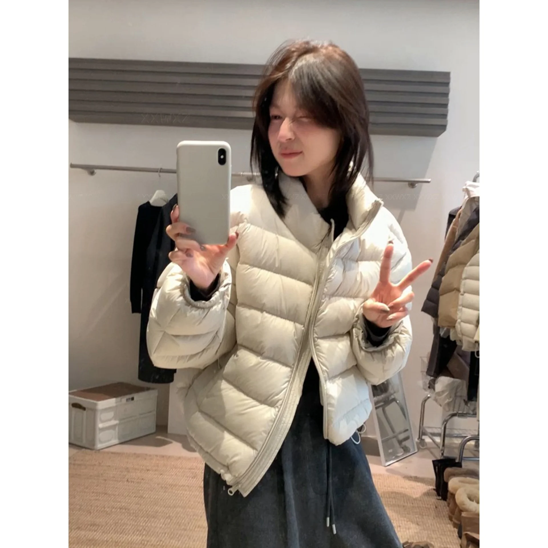 Lightweight Short Bread Style Duck down Jacket Women's Autumn Winter New Arrival Korean Stand Collar Versatile Commute Fashion