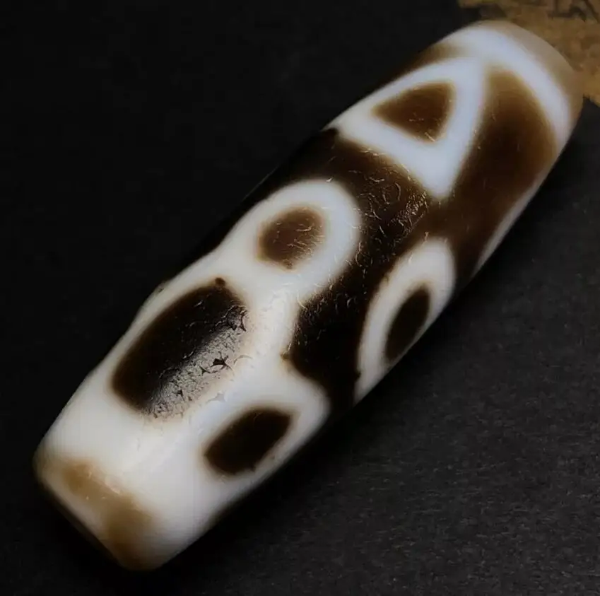 

Ancient Tibetan DZI Beads Old Agate Joyful Buddha Totem Amulet Pendant 40×13mm