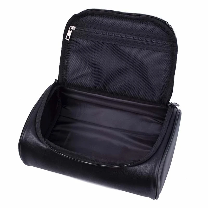 Neceser de viaje de cuero para hombre y mujer, bolsa de afeitado Retro, organizador de ducha para lavado de cosméticos, impermeable