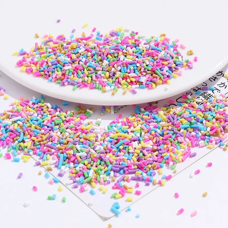 100g/bag Handmade DIY Filler Beads - Polymer Clay Sprinkles & Colorful Needles for Nail Art, Slime & Craft Embellishments