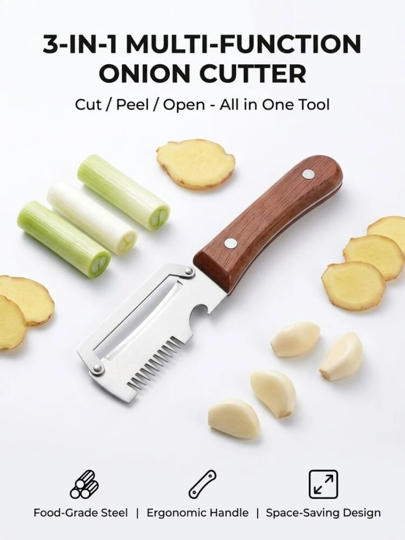 Multifunctional Stainless Steel Onion Cutter 3 In 1 Easy Cleaning Vegetable Slicer Kitchen Tool