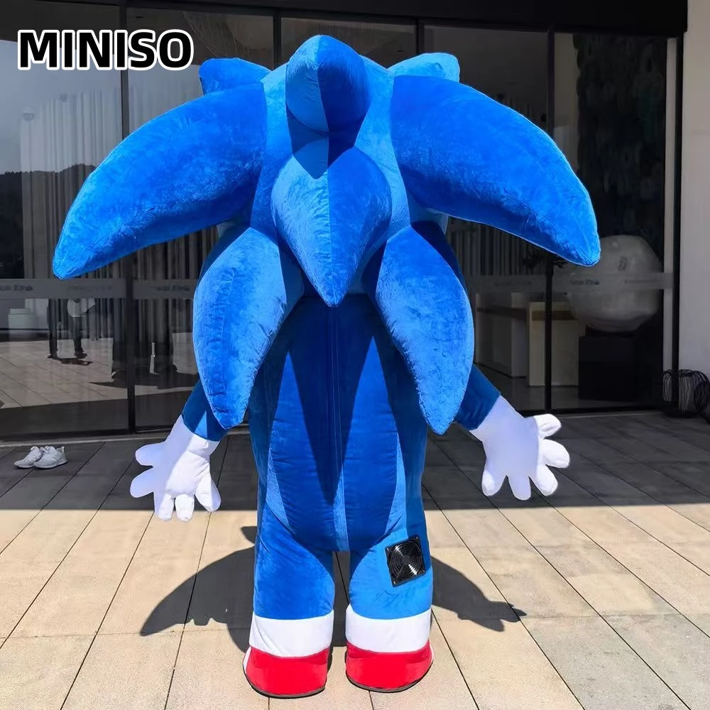 MINISO New Red Worker Super Mar Inflatable Costume Mascot for Adult Plush Furry Animal Halloween Carnival Dress Super Mar Suit
