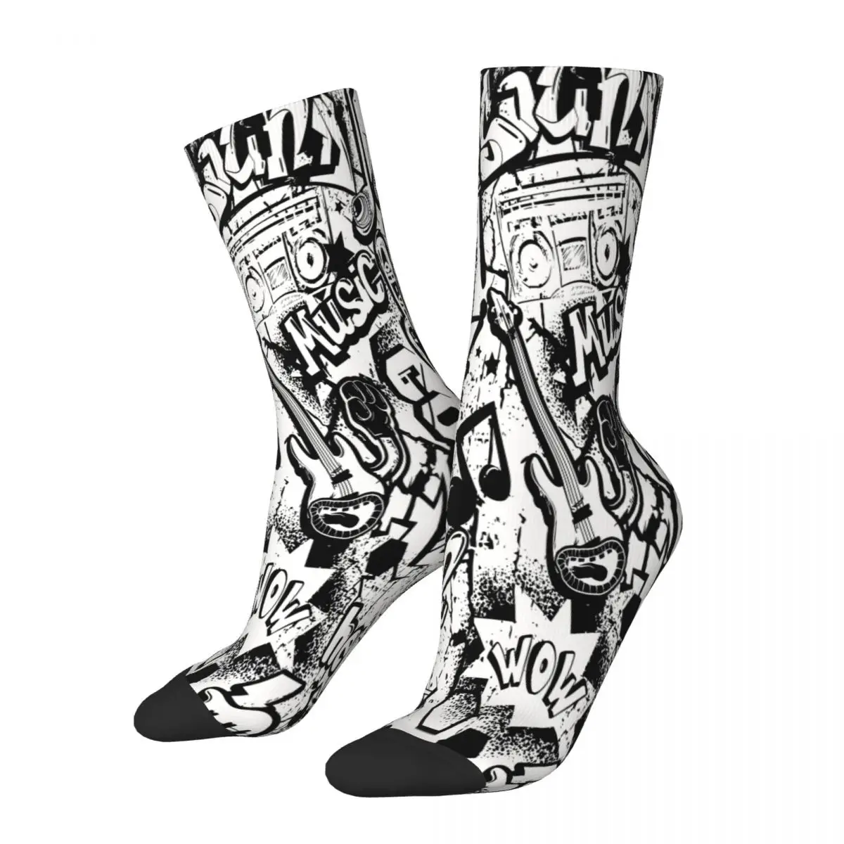 Black And White Comics Graffiti Graffiti Art Pattern Socks Male Mens Women Winter Stockings Hip Hop