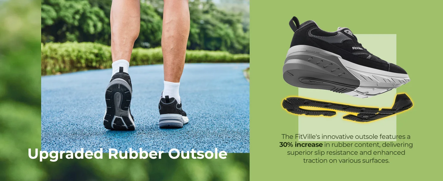 Fitville Walkingschuhe Extra Breite Casual Herren-Sneaker mit Gewölbestütze Sportschuhe für Männer zur Linderung von Plantarfasziitis – Detail 8