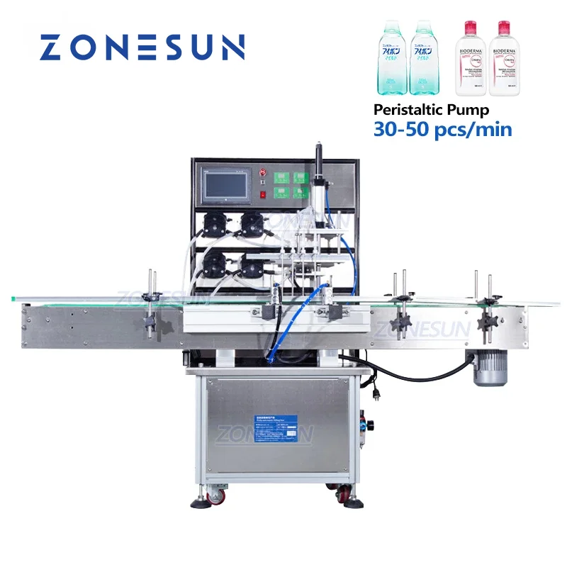 ZONESUN Vertical Automatic Liquid Mineral Water Drink Juice Soy Milk Bottle Peristaltic Pump Filling Machine