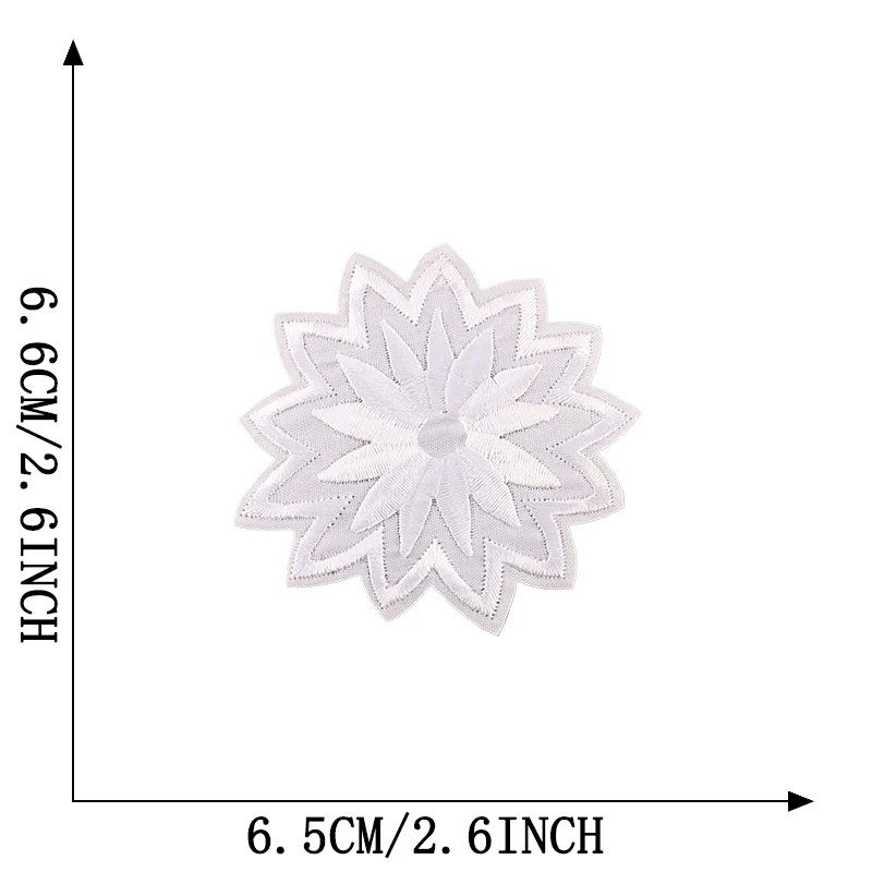 Weiße Blume große Größe kleines Eisen auf Patches für Kleidung bestickt Thermo collant DIY Naszywka Mochila nähen Aufkleber Parche Jacke – Detail 4