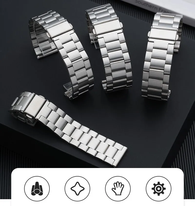 

Suitable for Gear S3 Frontier Watch Strap 20MM22mm Stainless Steel Silver White Business Replacement Strap Suitable for Samsung