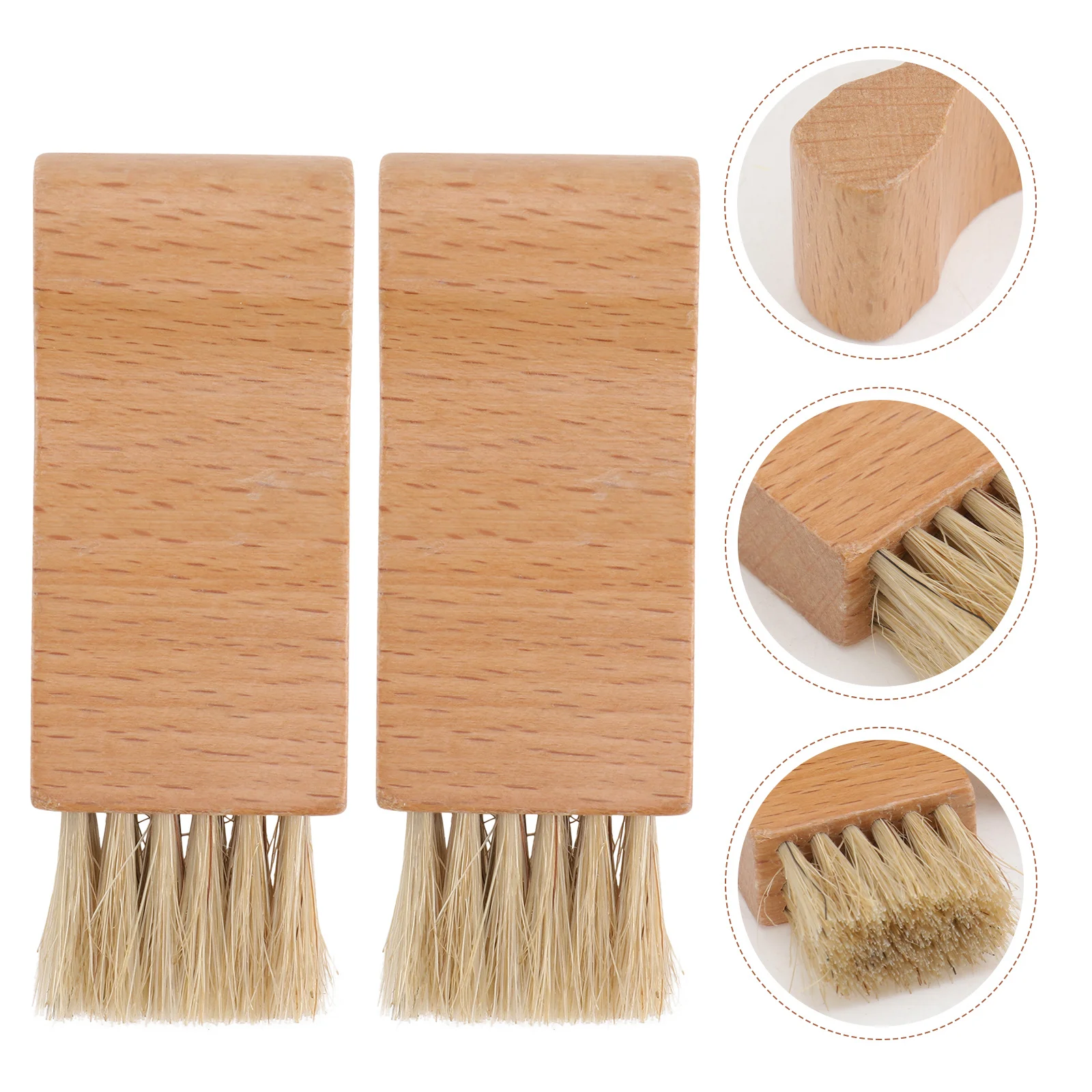 

2pcs Wood Shoe Brushes Long Lasting Shoes Cleaning Supplies Mini Stitched Brush Set For Shoe Care Dust Removal Home Essentials