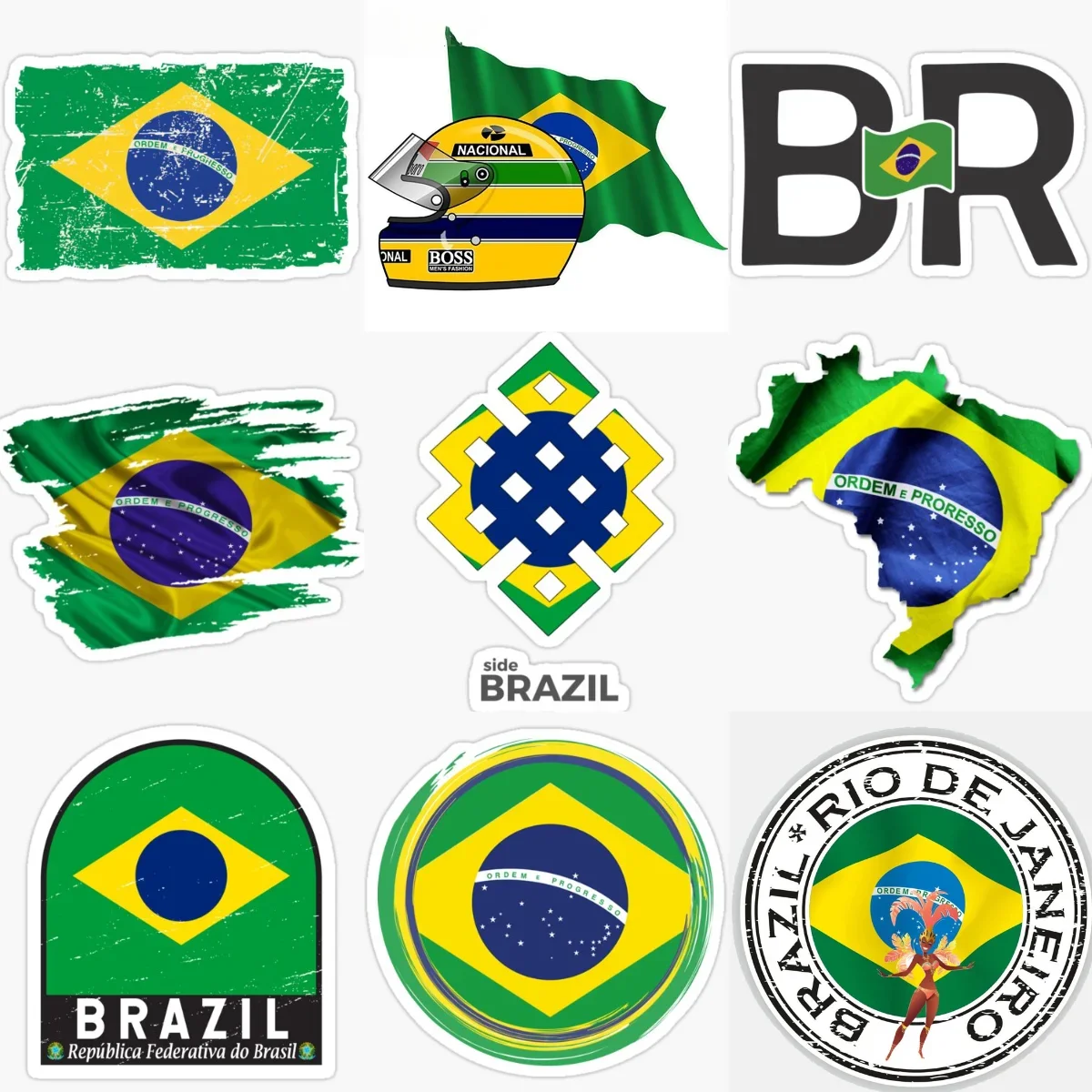 

BR Brazil Flag Map PVC Creative Car Stickers for Car Van Bicycle Window Helmet Wall Fridge Decoration Customizable Size