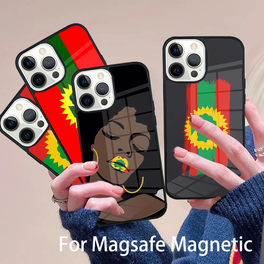 

Oromo Flag Phone Case Magesafe Magnetic Wireless Charge Cover For IPhone 16 11 12 13 14 15 Pro Max Plus Mini