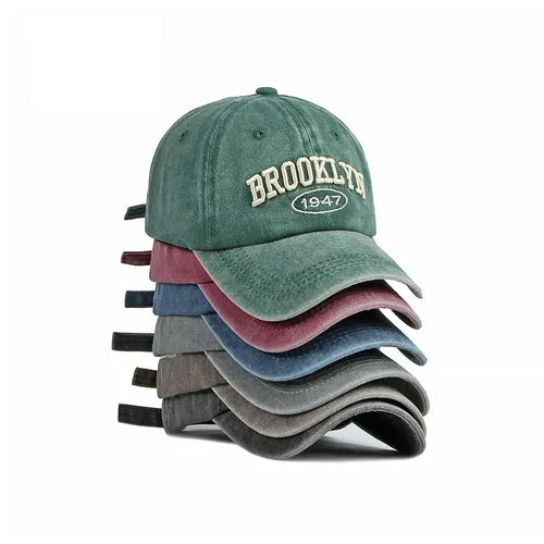 남녀공용 사계절 야구 모자, 캐주얼 레트로 워싱 코튼 1947 자수 스냅백 모자, 여름 자외선 차단 모자  Best5