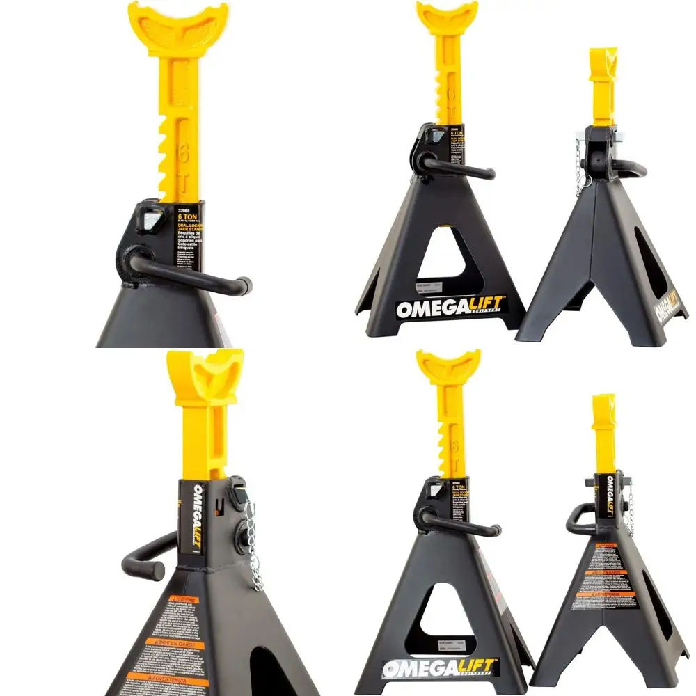

6 Ton Capacity Heavy Duty Jack Stands - Double Locking System for Enhanced Safety in Auto Repair, Black