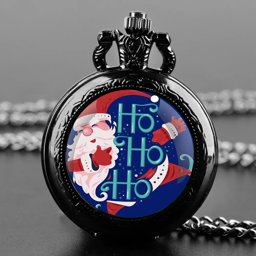 ساعة جيب كوارتز مصنوعة يدويًا على شكل قبة زجاجية - سلسلة متينة، قرص أرقام عربية، هدية عيد الميلاد غير عادية للرجال والأطفال #1