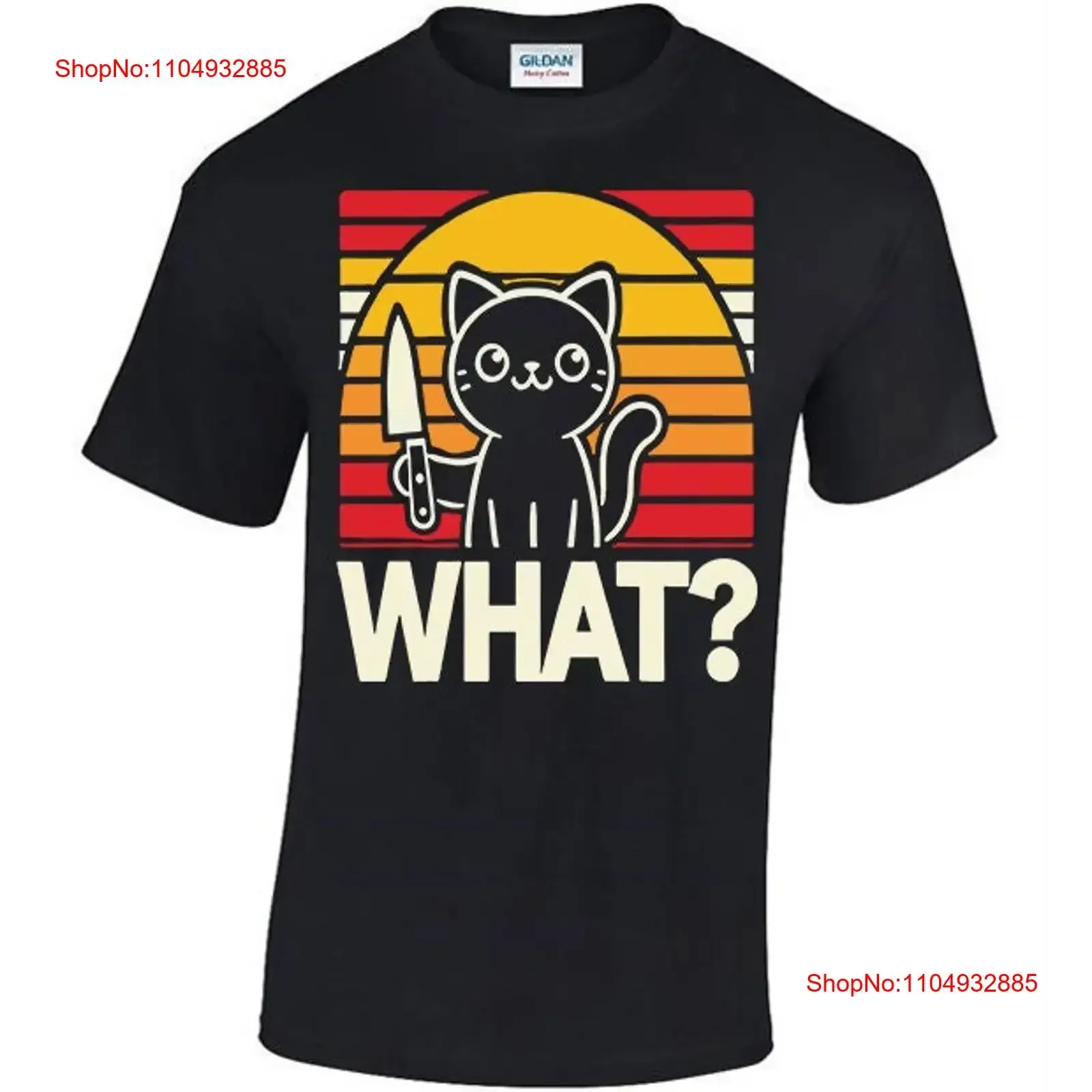 ما القط مع سكين تي شيرت أسود أبيض أحمر أرجواني أخضر كحلي رمادي S M L XL XXL 3XL 4XL 5XL خمر غسلها موضة امتدت