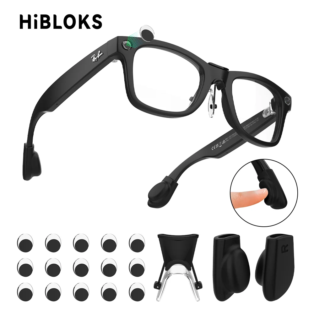 HIBLOKS plaquettes nasales ensemble anti-dérapant autocollant LED pour Ray-Ban Meta Wayfarer GEN1/GEN2 & Skyler GEN1/GEN2 accessoires de lunettes intelligentes