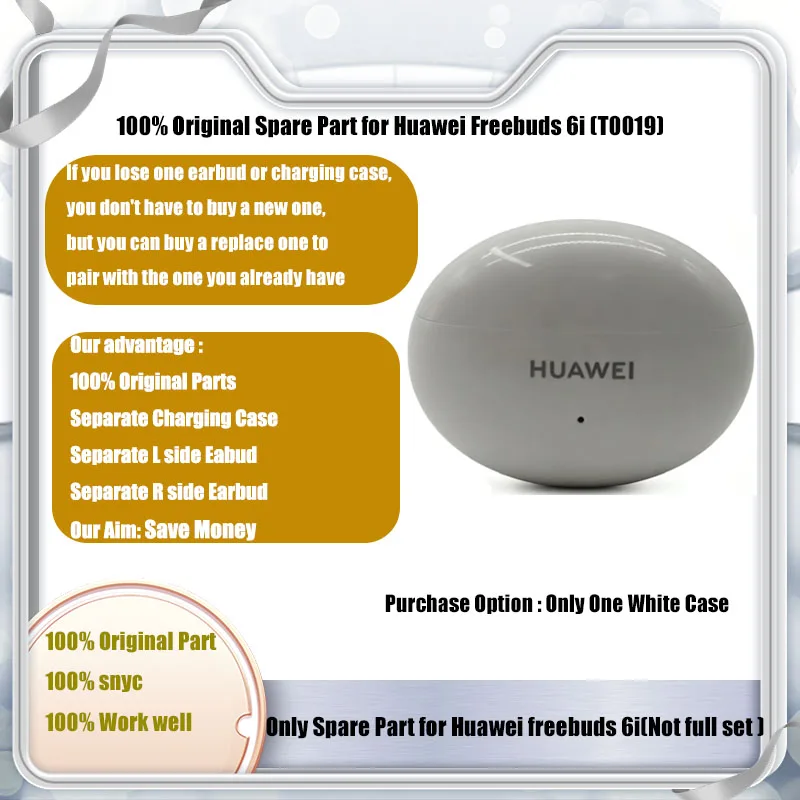 100% Original Part Replacement For Huawei FreeBuds 6i (T0019) Headphone Single Left Right Or Charging Case Part Not Full Set