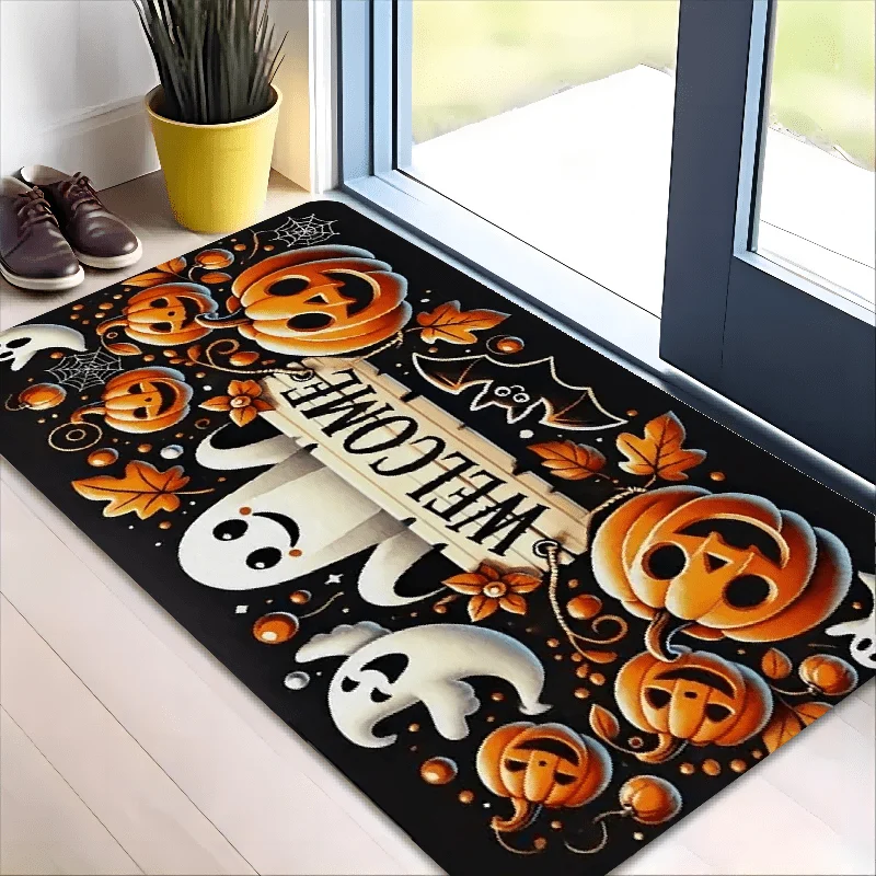 Halloween Carpet Cute Ghost Pumpkin Doormat Welcome Mat Rug For Bedroom  Live Room Carpet Outdoor Carpet Home Decoration