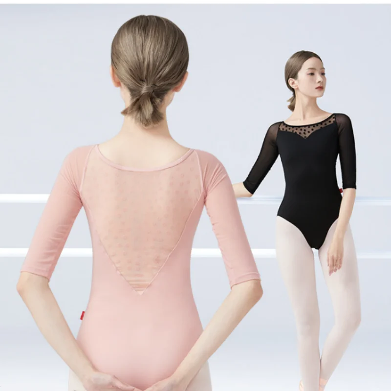 Ballet suit medium long sleeved women's adult ballet studio yoga practice dance studio swimsuit gymnastics jumpsuit