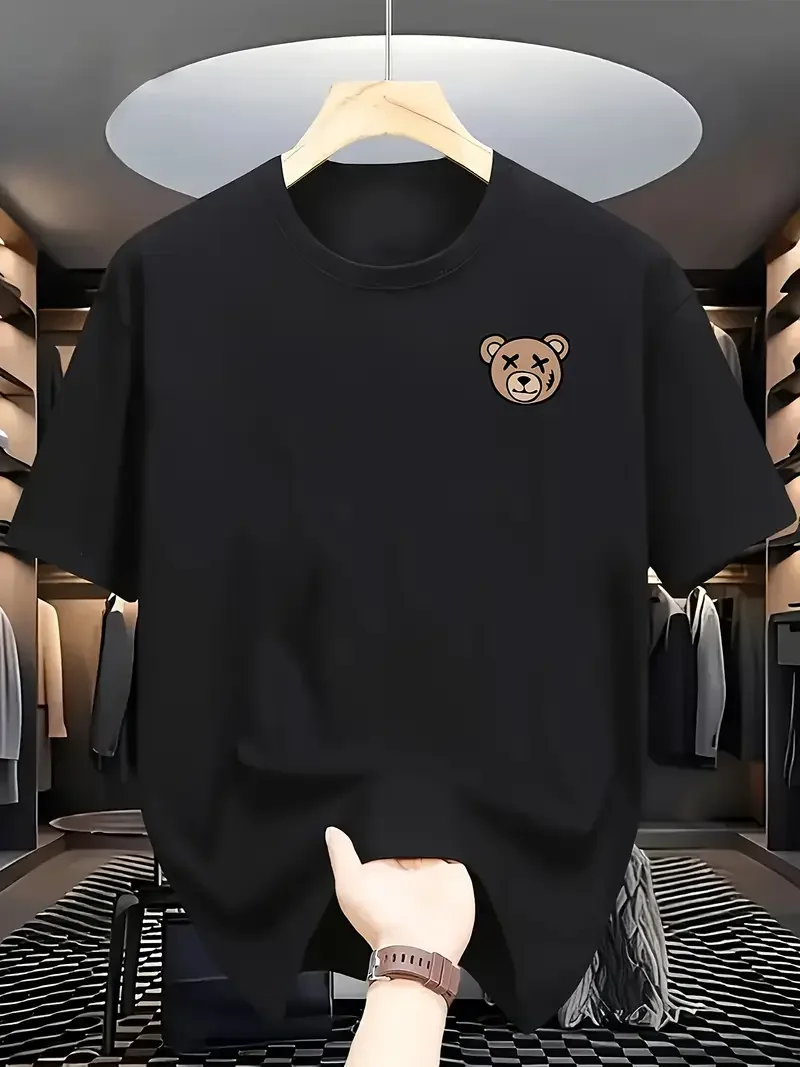 تي شيرت برقبة دائرية مطبوع عليه الديك، نمط كاجوال للرجال، ملابس صيفية خارجية، نمط يومي، تي شيرت عصري ومريح