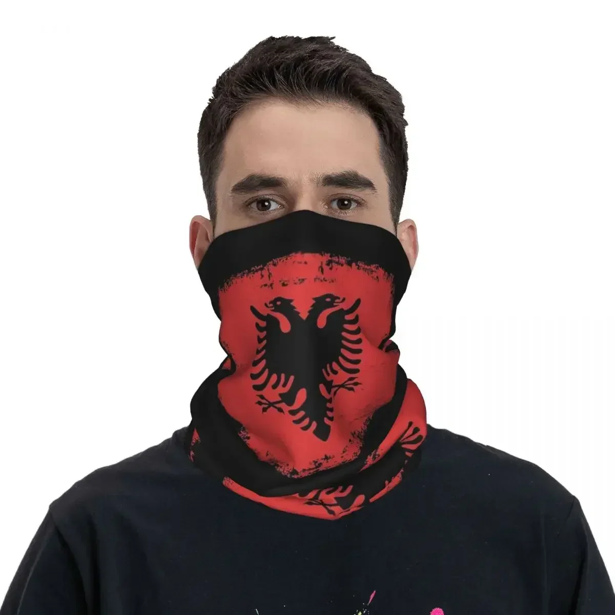 Bandana con estampado de bandera de Albania para adultos, bufanda cálida para el cuello, a prueba de viento, Unisex