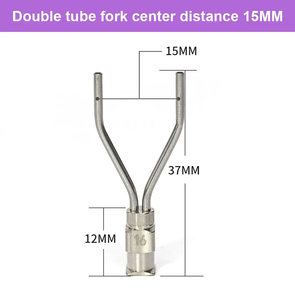 

6pcs Double-ended dispensing needles 15mm spacing Stainless steel metal syringe dispenser glue