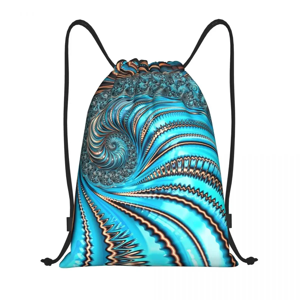 

Turquoise Geometric Patterns Drawstring Backpack Bags Lightweight Adorned Teal Spiral Gems Gym Sports Sackpack Sacks Traveling