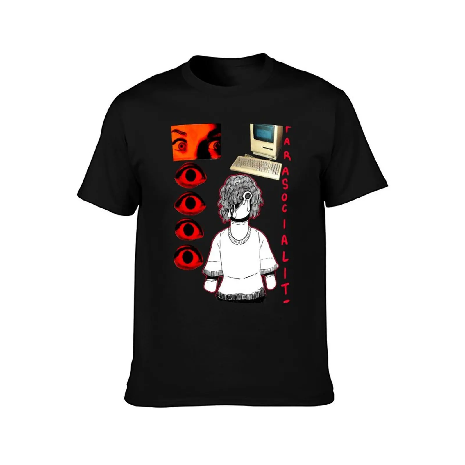 PARASOCIALITE - Eyeballs T-Shirt, Summer Casual Cotton Tee, Oversized Streetwear Tops, Vintage Graphic Print, Unisex Men Women