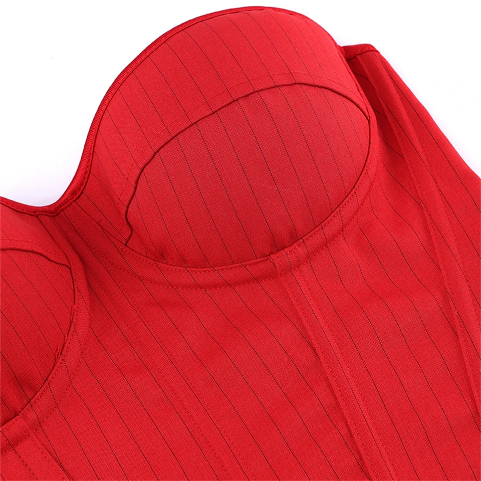 Becirzet Damen Overbust-Korsett mit Reißverschluss, gestreift, Schnür-Bustier, Taillenformer, Bauchkontrolle, Shapewear, Oberteil für Bürodamen – Detail 29