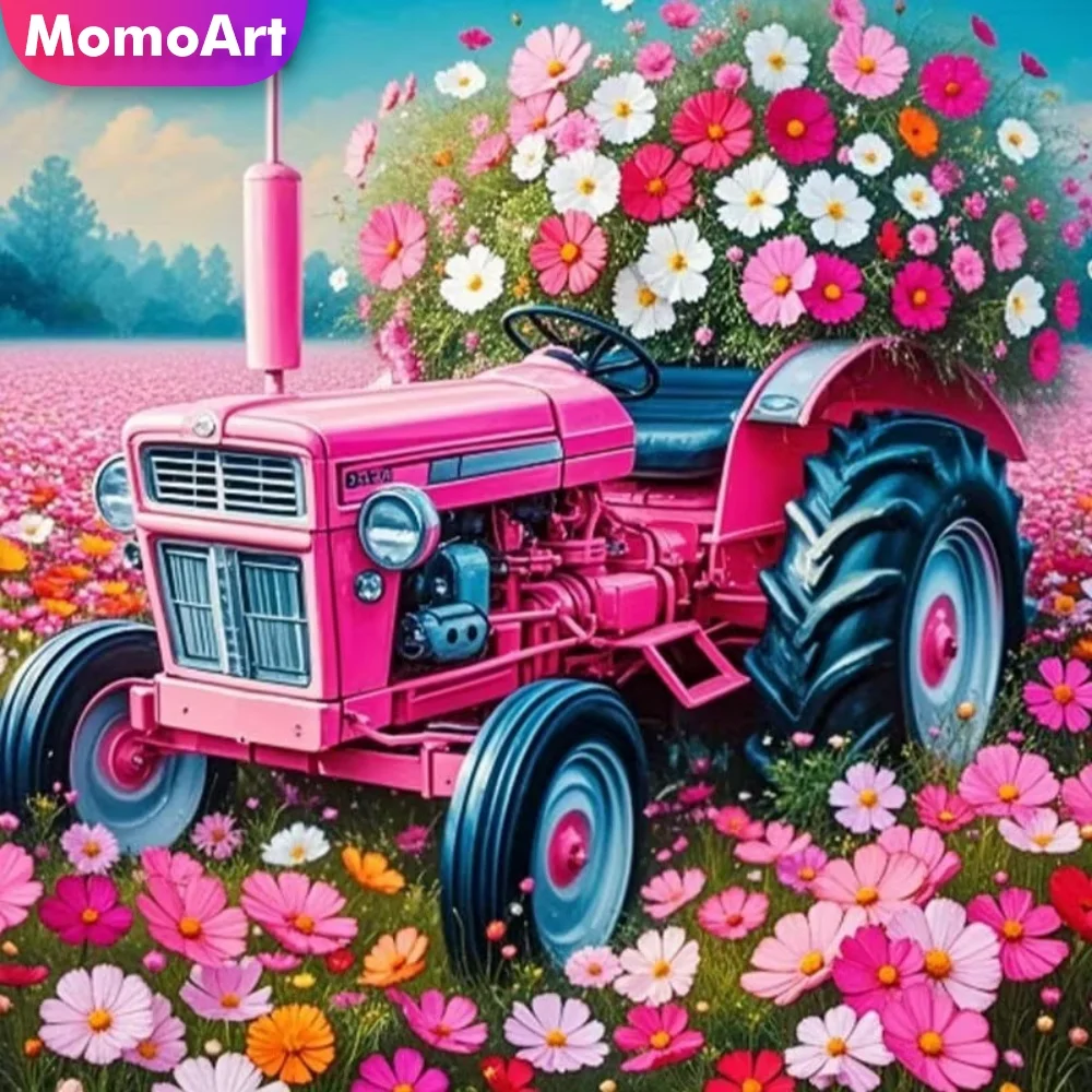 Momoart Vollquadratische und runde Diamant-Stickerei: Traktor-Malerei, Blumen-DIY-Diamantmosaik, Landschaft – Neu eingetroffen, handgemachtes Hobby