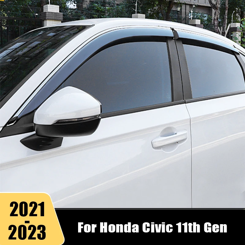 

For Honda Civic 11th Gen 2021 2022 2023 Car Side Window Visor Guard Vent Awnings Shelters Rain Guard Door Visor Trim Accessories